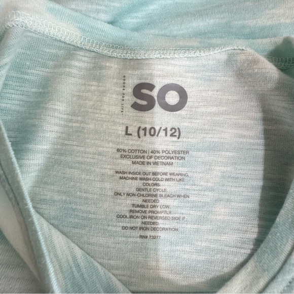 So Girls Light Blue Tie Dye Sequin Flippies Peace Smiley Face Knot Front Tee - Picture 4 of 4